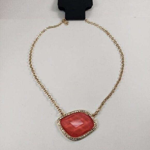 RSVP 18+3.5" Gold-tone Salmon Pink Stone Sparkling Crystal Necklace - Women - Picture 4 of 10